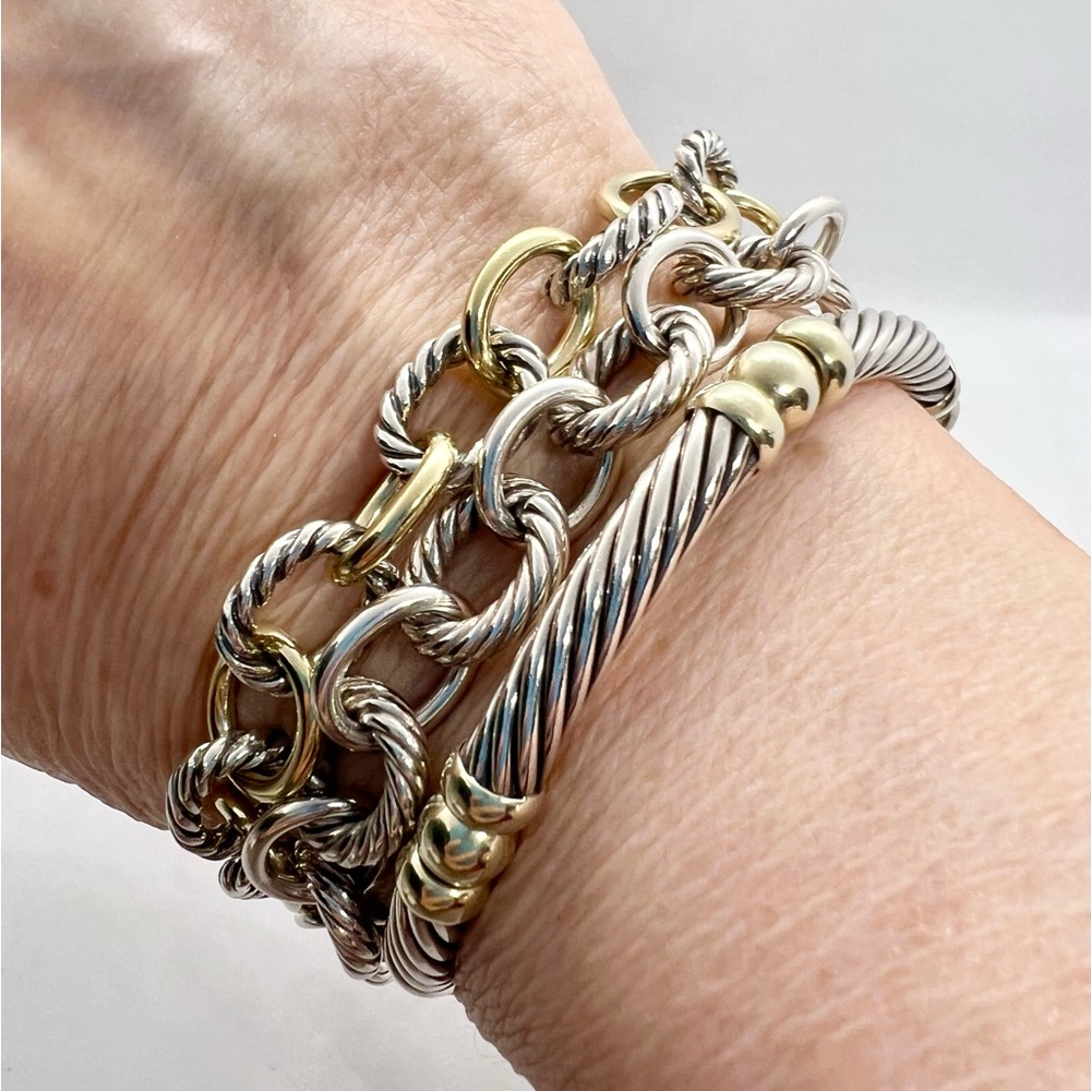 David Yurman 10mm Oval Medium Link Bracelet with Gold - Picture 9 of 10